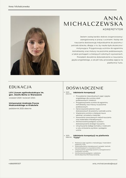 Korepetycje z języka angielskiego stacjonarnie/online