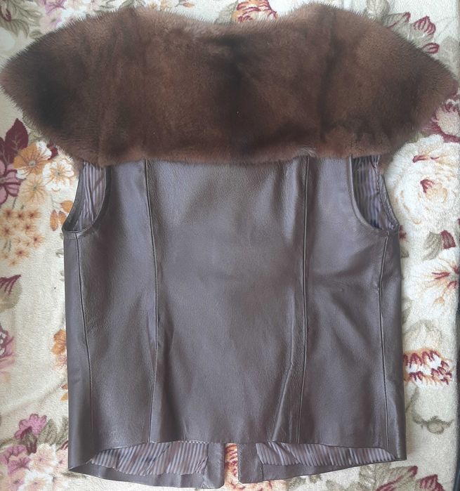 Жилет ошатний шкіра, норка' жіночий L