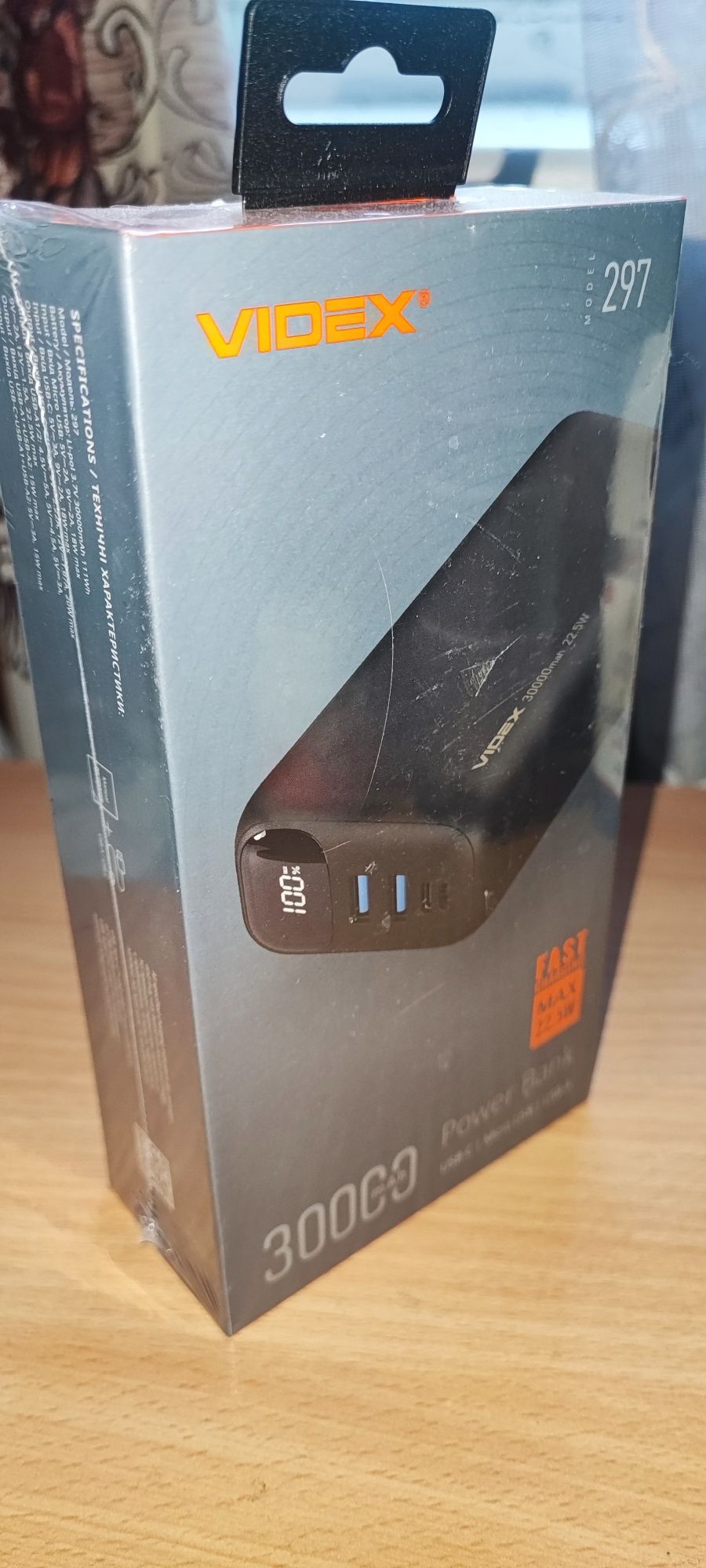 Повербанк 30000mAh Videx VPB-297 22.5W Black