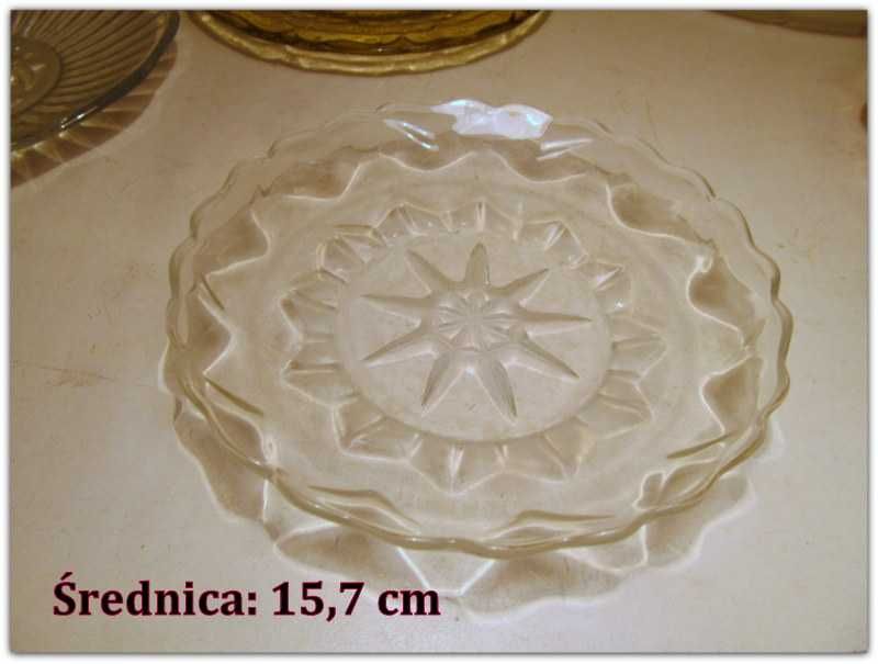 Talerzyki deserowe 15 cm SZKŁO PRASOWANE Ząbkowice