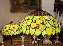 Lampa witrażowa (Tiffany) naturalny bursztyn, wys.165cm,śred.52cm