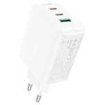 szybka ładowarka sieciowa gan 2x usb-c usb-a pps pd qc4+ 65w biała
