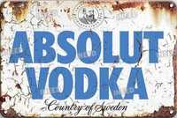 PIĘKNY metalowy plakat vintage szyld ABSOLUT VODKA bar sklep