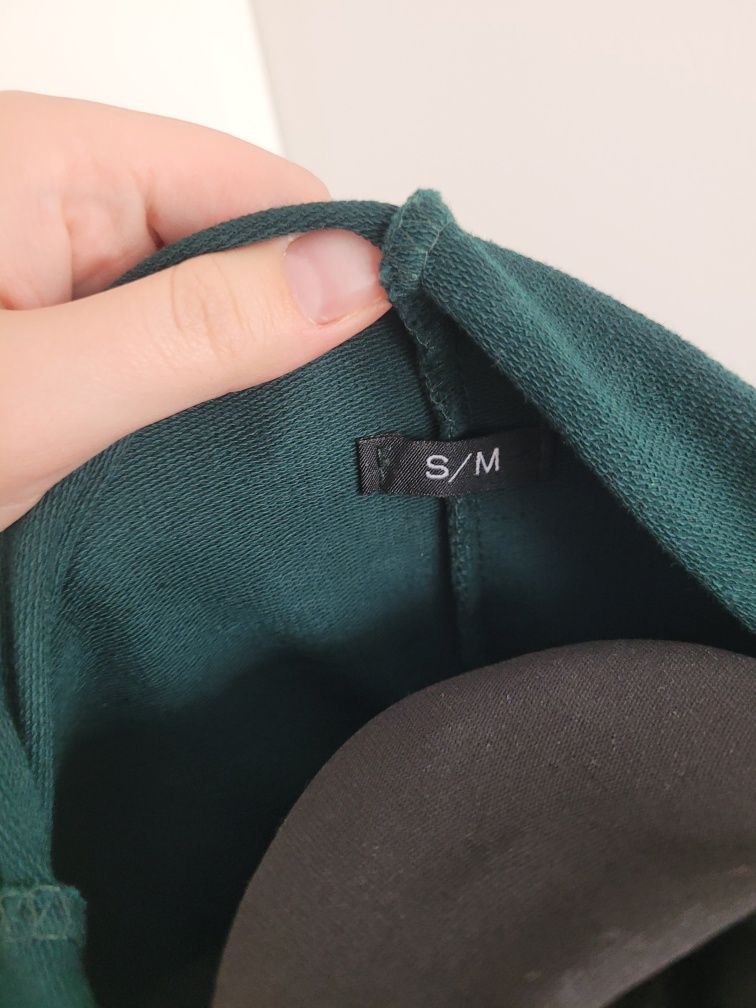 Stylowa sukienka/tunika w kolorze butelkowej zieleni – rozmiar S/M