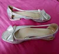 Sandałki pantofelki dla dziewczynki srebrne 36 bal przebierańców