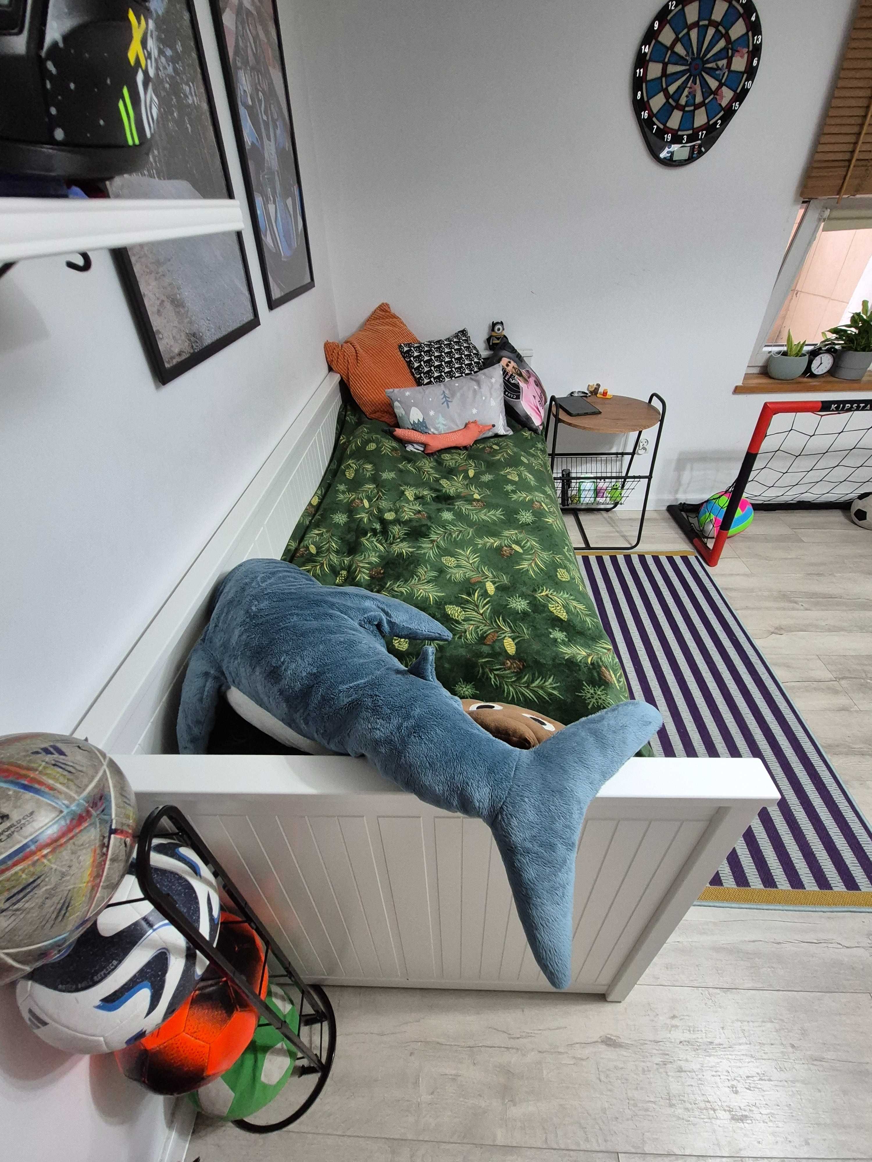 Łóżko HEMNES Ikea białe drewniane + 2 materace 80 x 200
