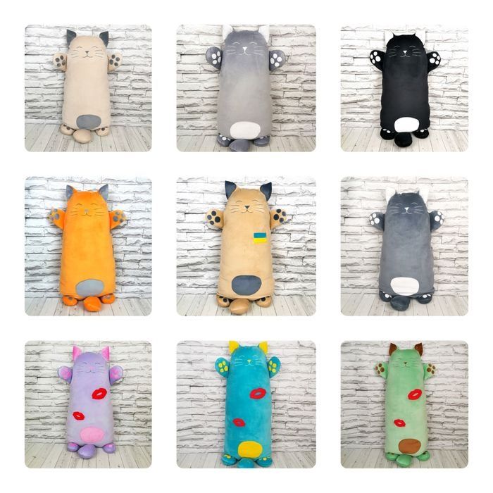 Подушки-обнимашки.Мягкая игрушка Котик. Волк. Мопс. Бульдог. Свинка