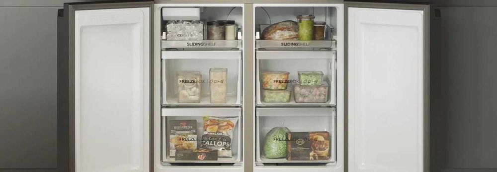 Lodówka HAIER HCR5919EHMB Side 190cm Kostkarka Dystrybutor wody