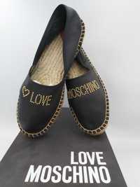 Mokasyny czarne LOVE MOSCHINO dżety espadryle rozmiar 39