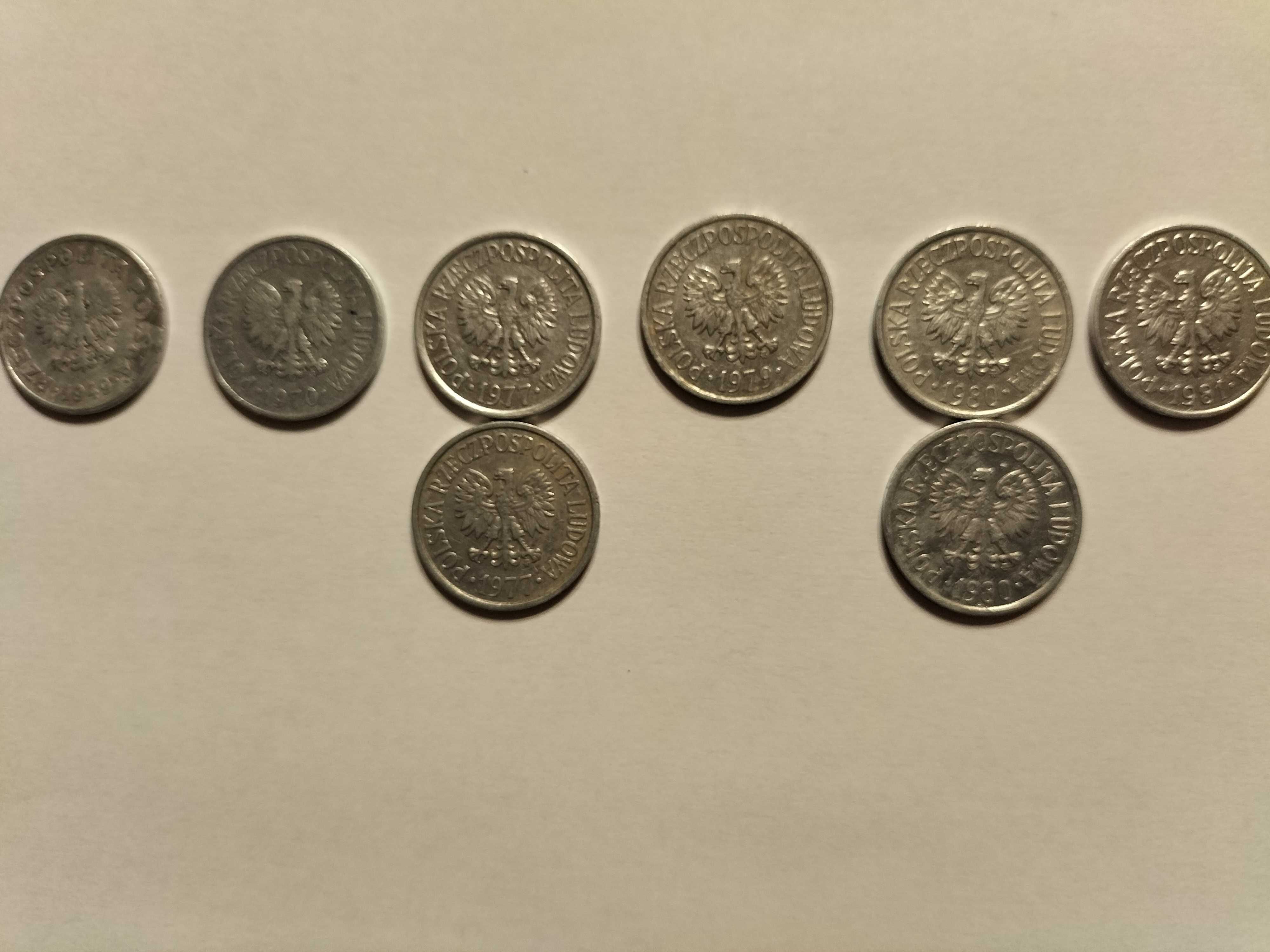 8 monet, 20 groszy, jedna 1949 bez znaku menniczego