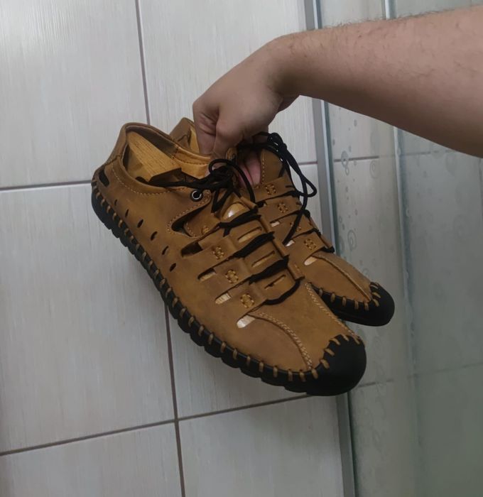 Buty obuwie 45 Fashion mokasyny brązowe kremowe letnie eleganckie męsk