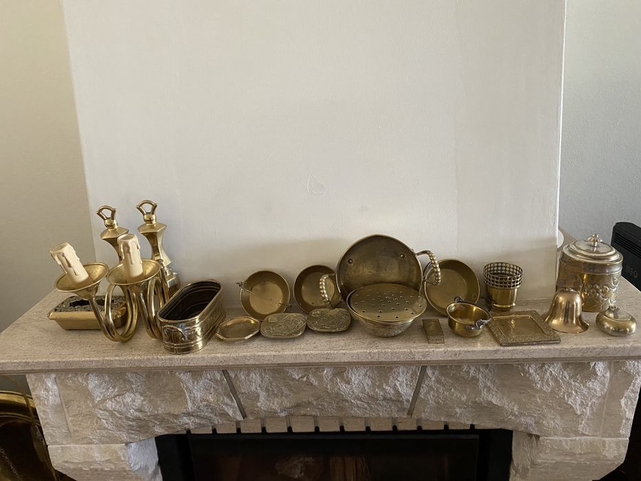 Conjunto peças em latão e cobre