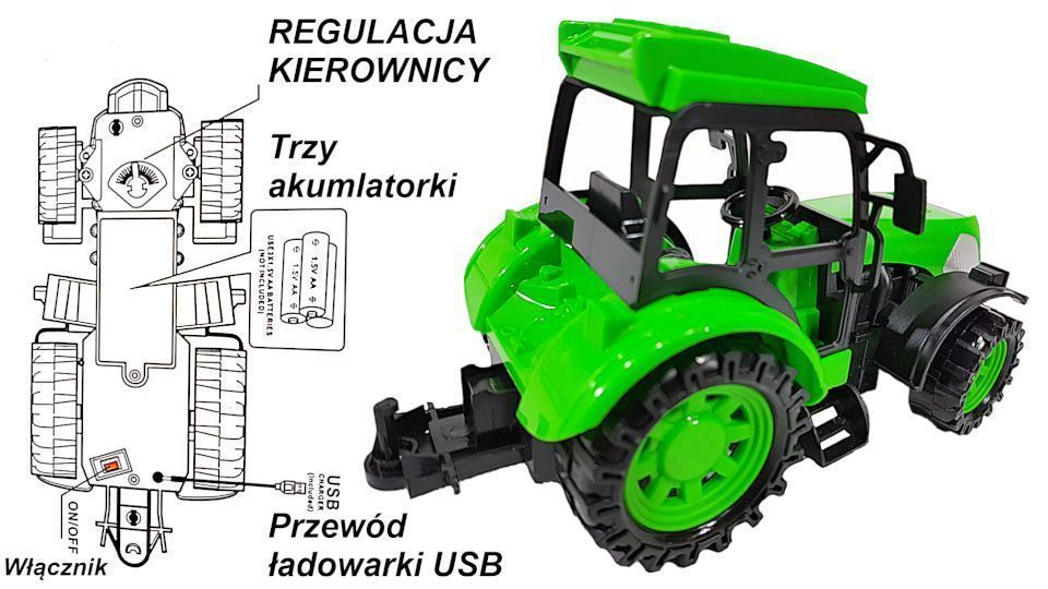 Traktor Ciągnik Zdalnie Sterowany Z Przyczepą Na Pilota R/C,Akum