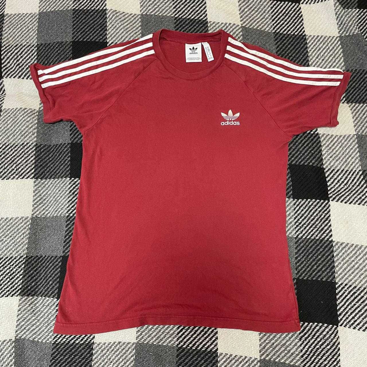 Футболка adidas, червона футболка футболка з лампасами