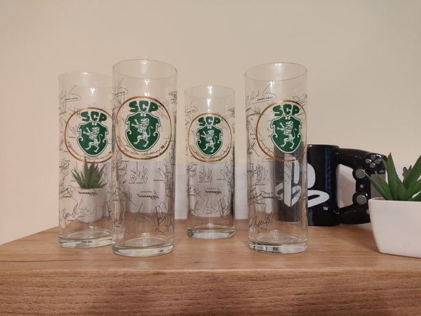 Conjunto de 4 copos de vidro Sporting OFICIAL