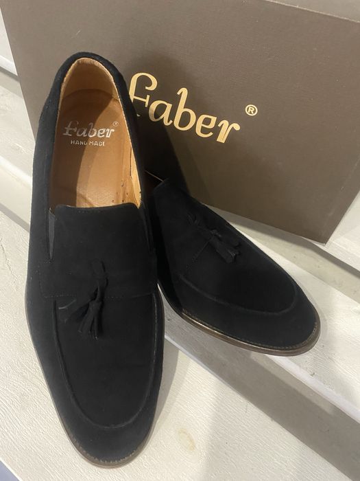 Buty/Mokasyny eleganckie skórzane męskie/chłopięce czarne rozm39