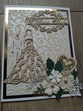 Piękna kartka na ślub, wesele, ręcznie wykonana