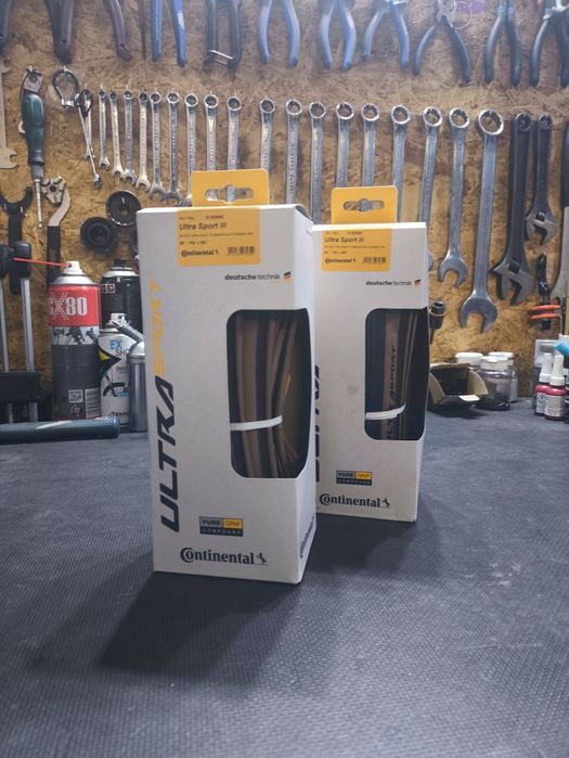 Opona Continental Ultra Sport III 700x28c - zwijana brązowy bok