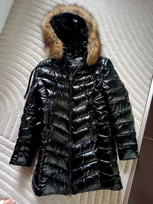 Płaszcz damski zimowy czarny polysk