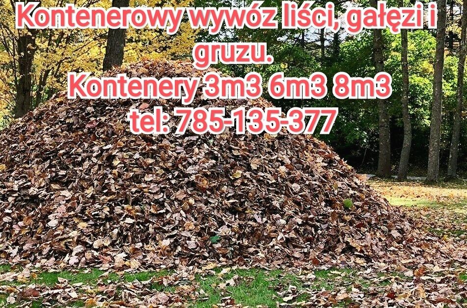 Kontenerowy wywóz gruzu, liści, BIO, odpadów, kontenery 3m6 6m6 8m3