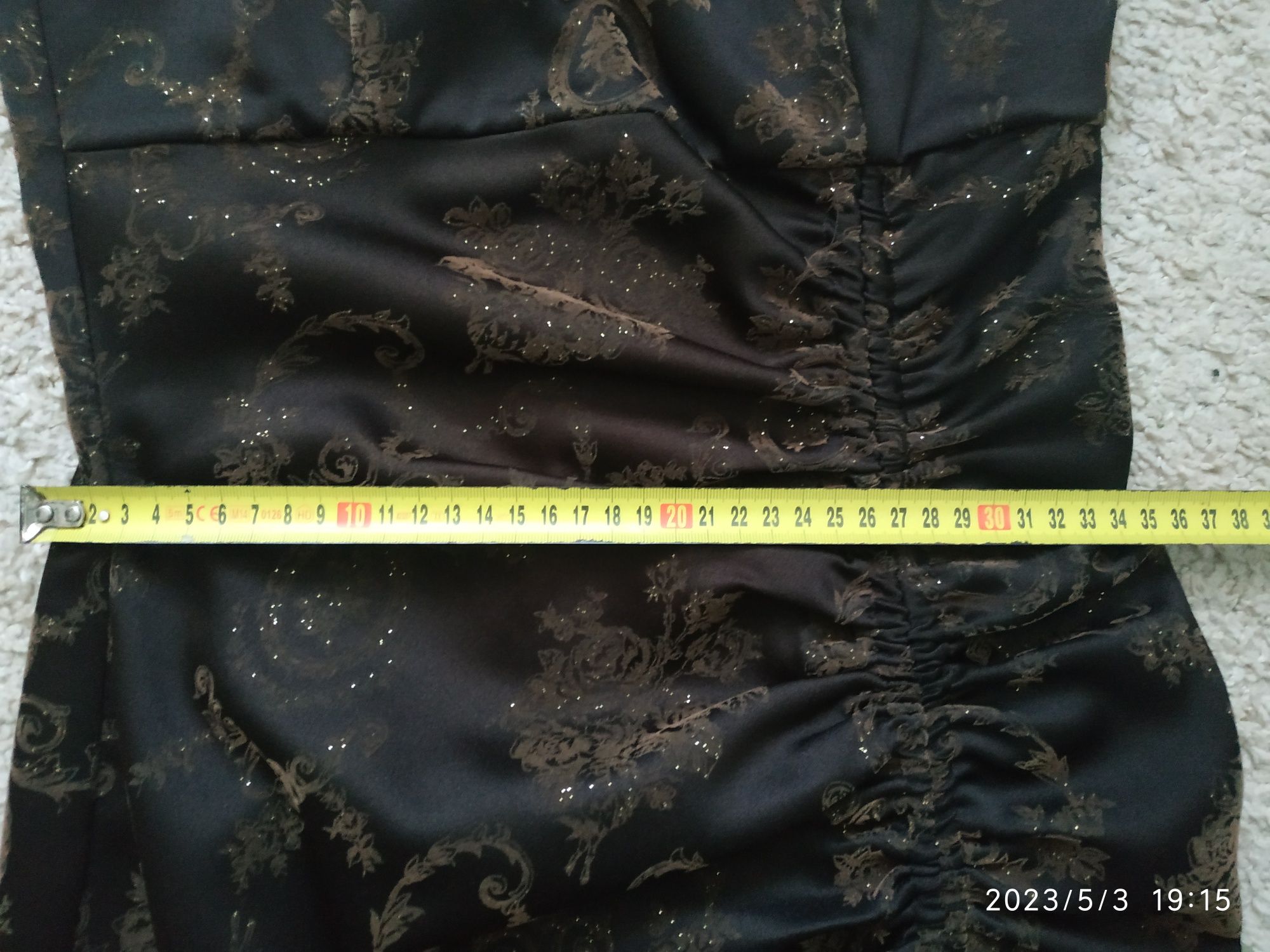 Sukienka na ramiączka 34-36 XS S brązowa z drobinkami zlota