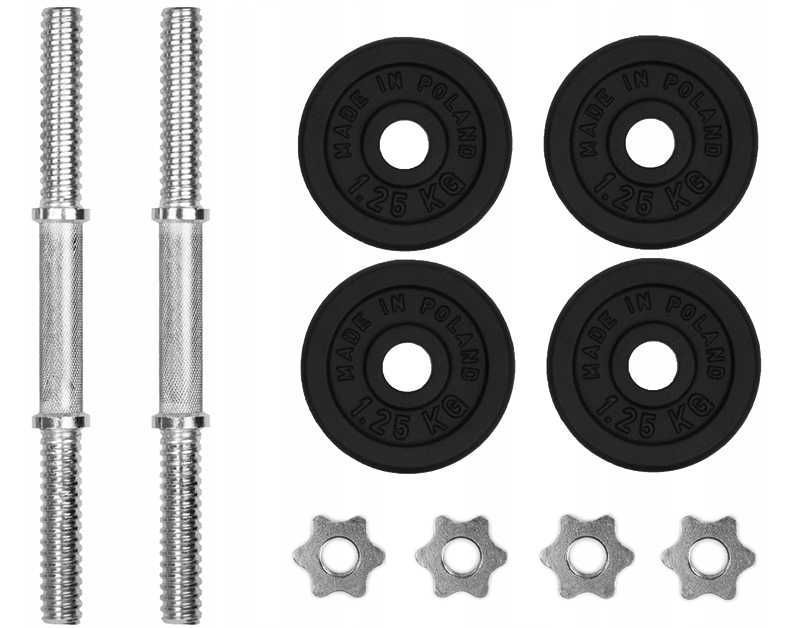 Hantle żeliwne 2x5kg zestaw 10kg metalowe gryfy LU