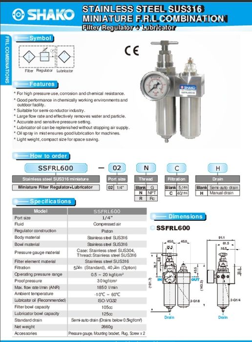 Shako miniaturę stainless frl ssfrl 600
