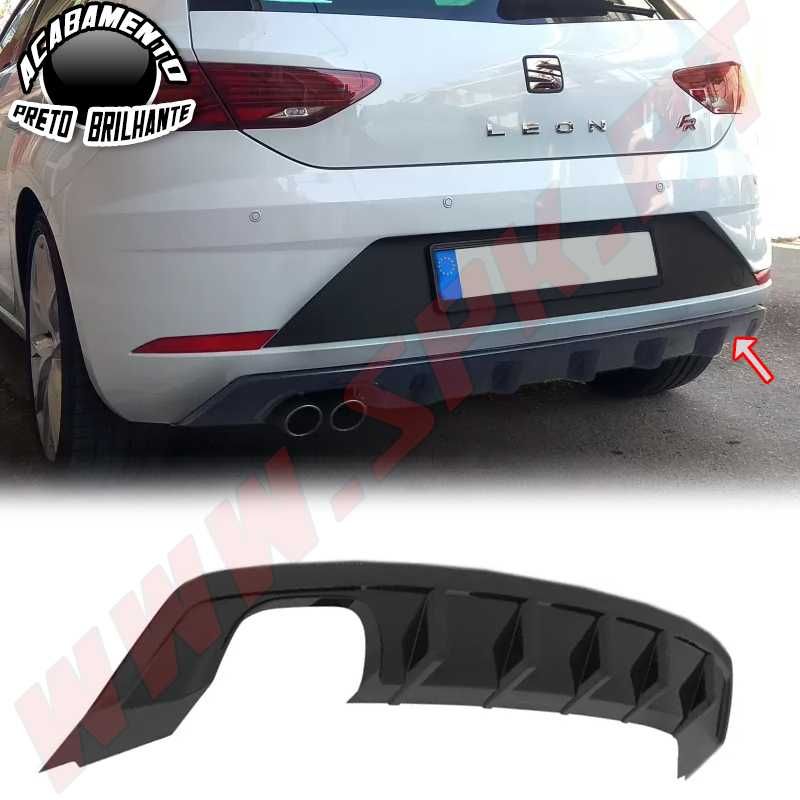 DIFUSOR TRASEIRO SEAT LEON MK3 FACELIFT (BLACK GLOSS) (17-20) - Novo