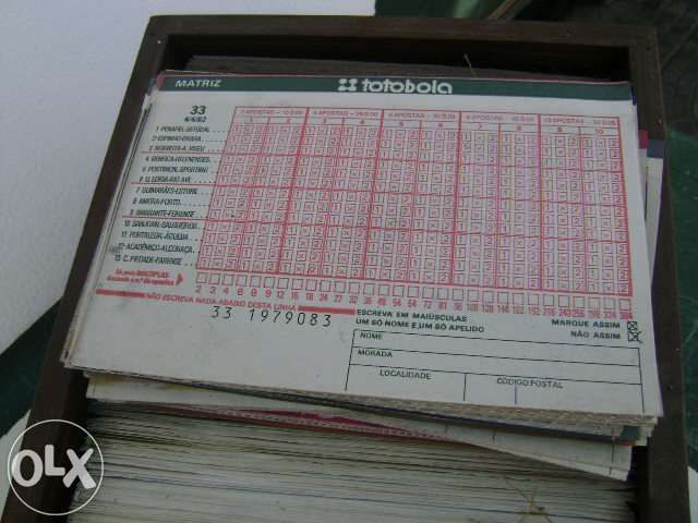 Totoloto e Totobola - coleção de boletins santa casa da misericórdia