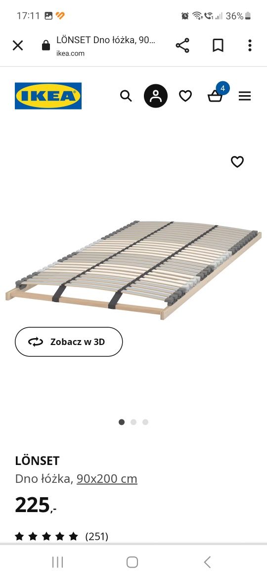 Dno łóżka ikea LLÖNSET 90x200