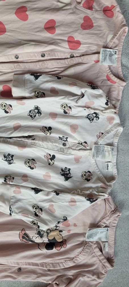 Pajace bez stópek h&m Minnie rozm. 80, 3 pary
