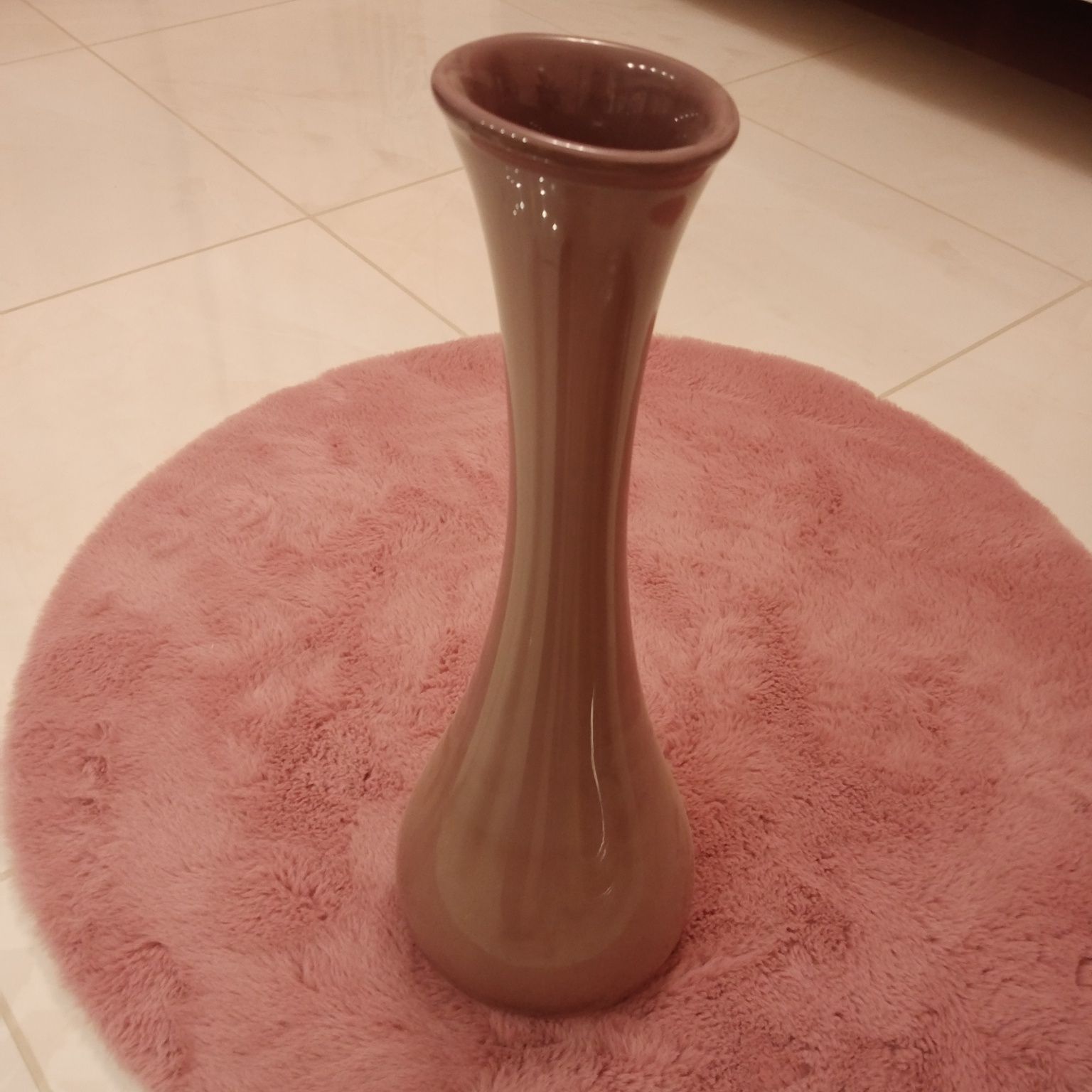 Piękny duży wazon wrzos fiolet szklany PRL