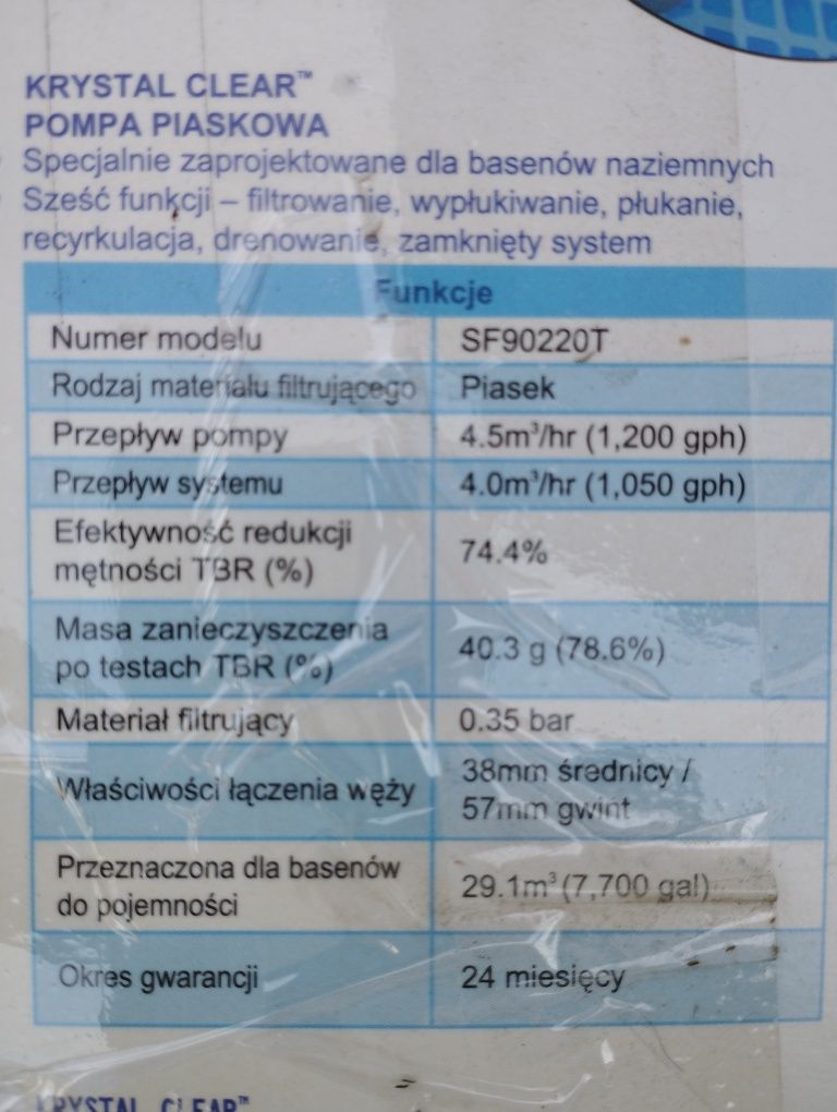 Pompa piaskowa intex