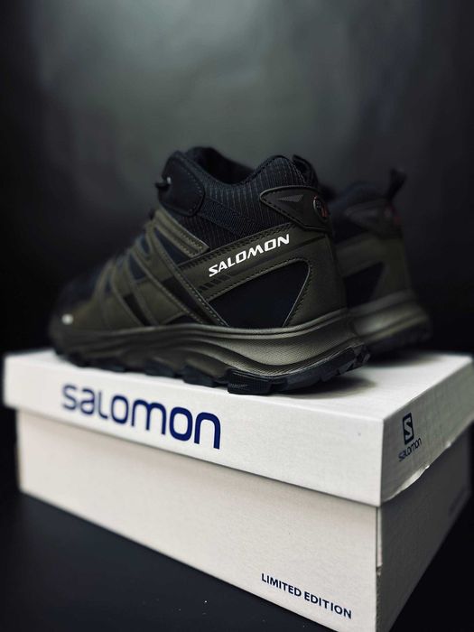 Мужские зимние ботинки  хаки на меху термо  salomon Quest 4 GTX