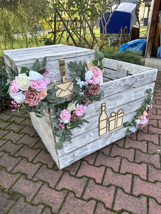 Weselna skrzynia na koperty, wino, prezenty, wynajem