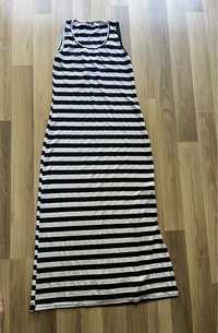 Czarno-biala sukienka letnia w paski maxi Miss Love