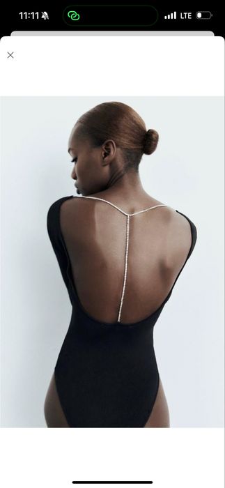 Боді zara з відкритою спиною та стразами