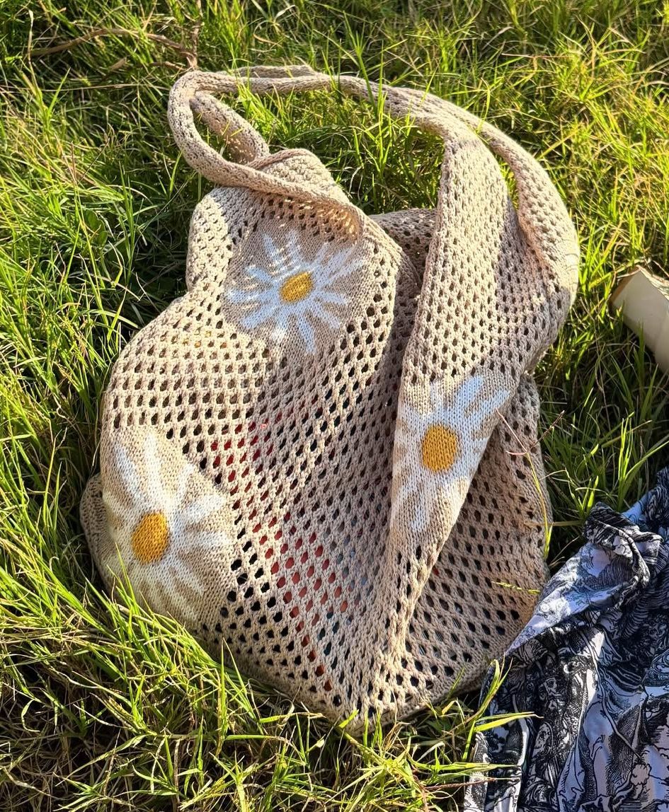 Nowa letnia torba Boho pleciona szydełkowa w kwiatuszki