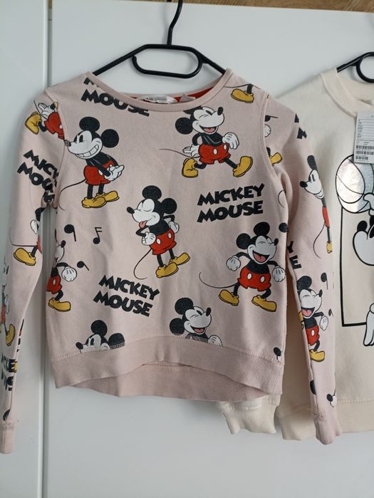 Bluzy z motywem mickey mouse h&m 3 szt roz.134