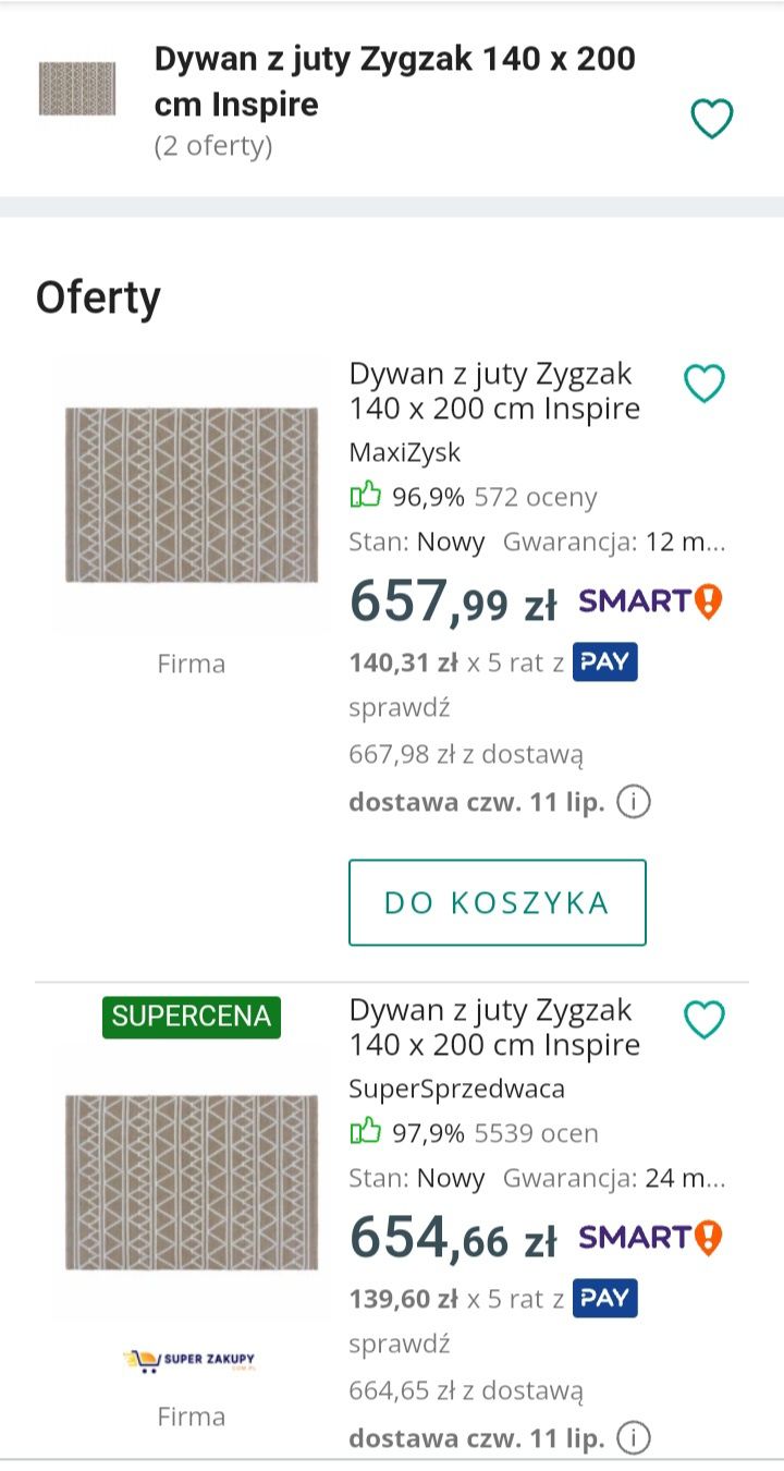 Boho dywan jutowy Zygzak 140x200 cm