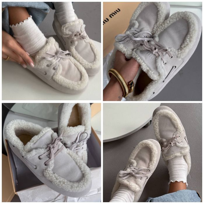 р36-41 Лофери Miu Loafers Winter Black Beige Grey Chestnut