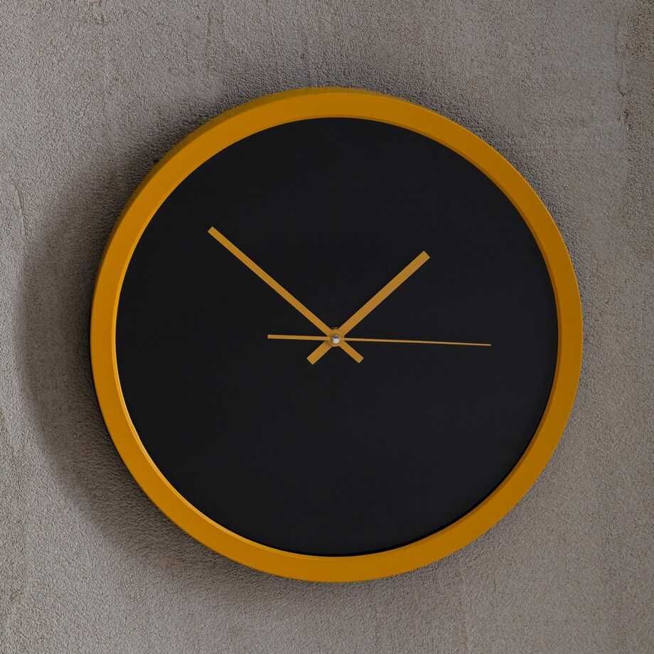Zegar wiszący zółta oprawa