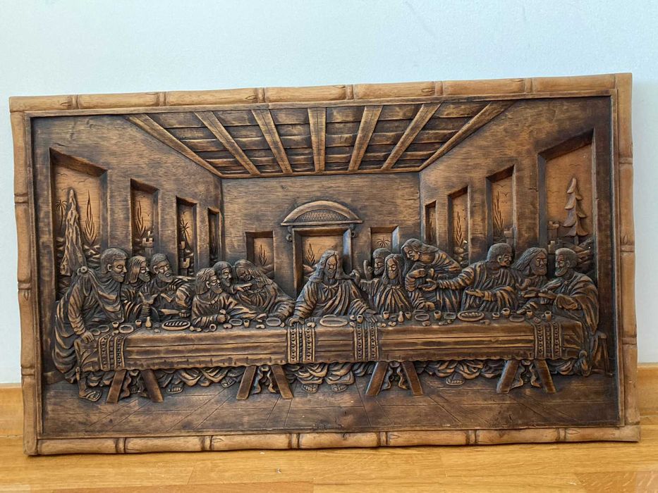 Quadro "A Última Ceia" em madeira