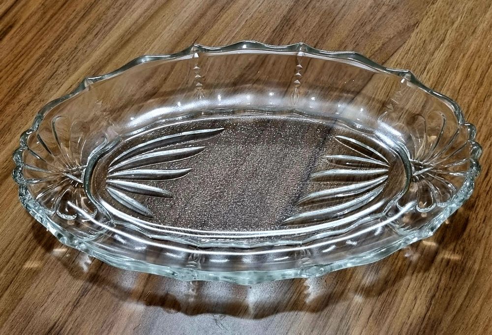 Zabytkowe półmiski szkło/kryształ - 2 sztuki