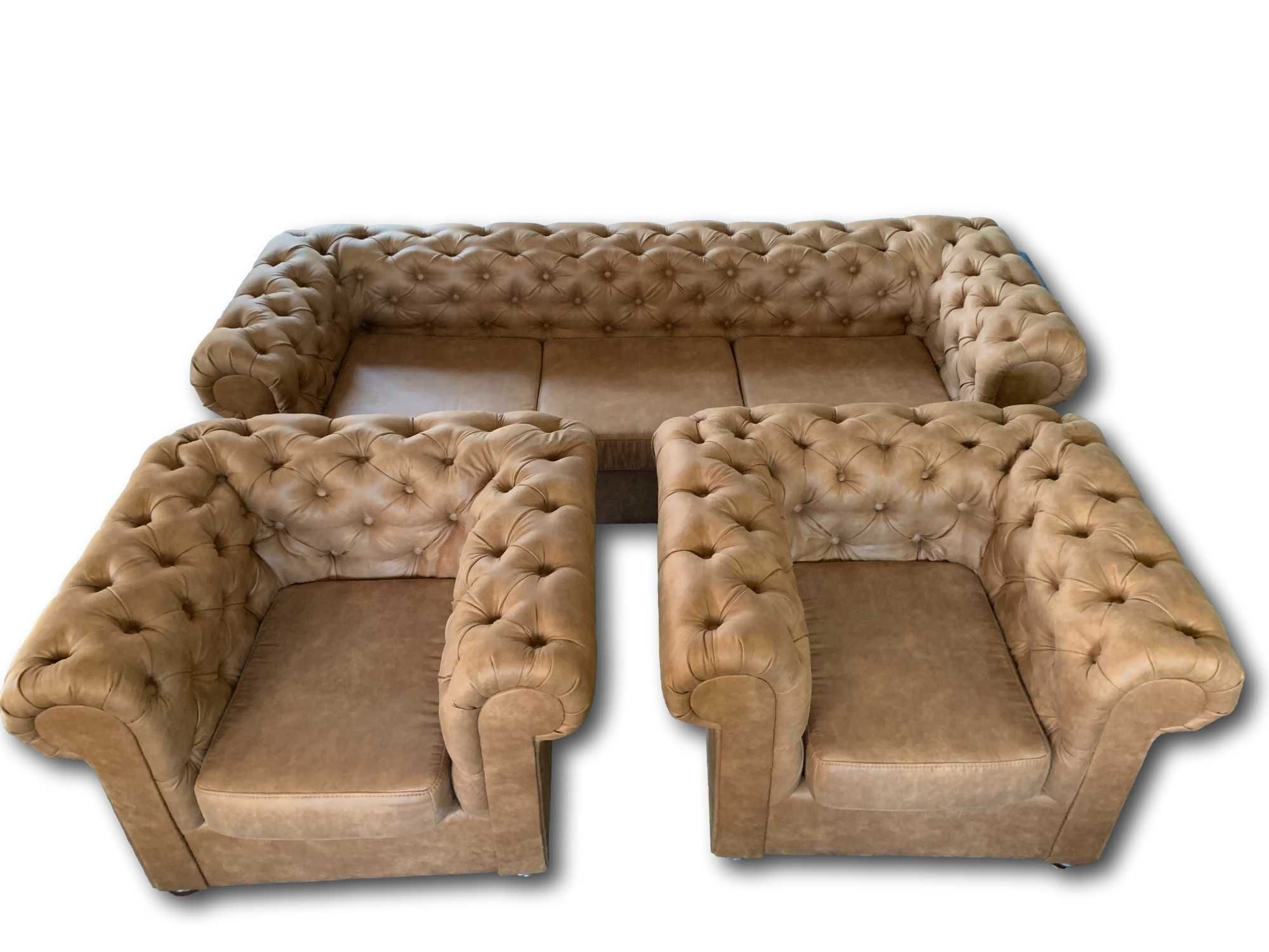 Chesterfield Sofa Trzyosobowa z Funkcją Spania