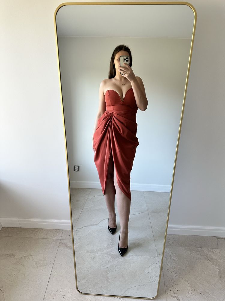 Sukienka gorsetowa midi z rozcięciem prettylittlething 40 wesele ślub