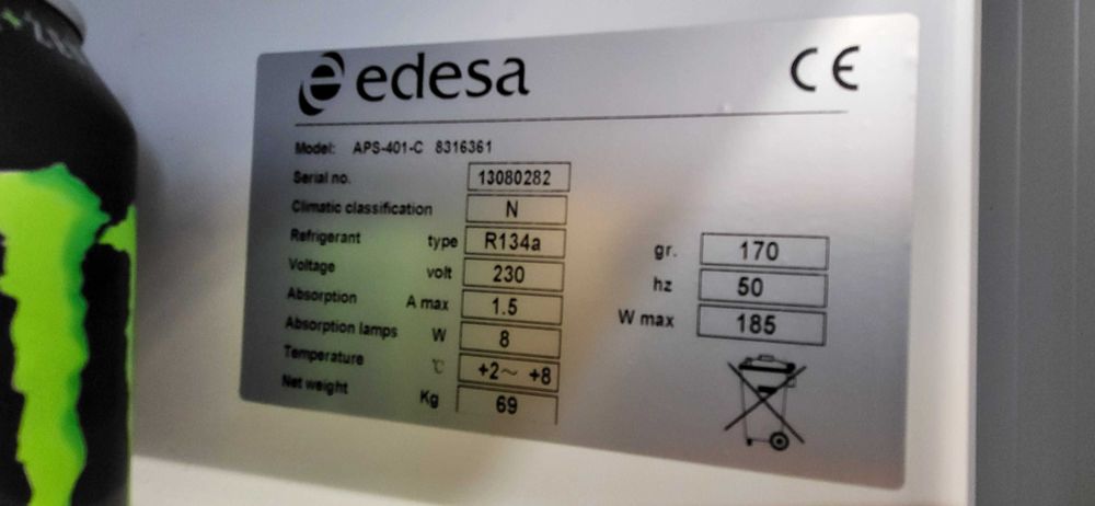 Edesa Szafa Chłodnicza Przeszklona (Aps-401-C)  600 x 585 x 1850