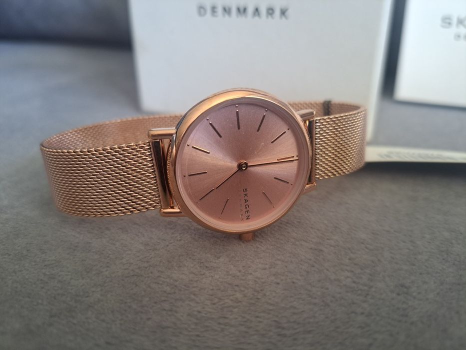Nowy Zegarek damski skagen różowy różowe złoto bransoleta pasek mesh