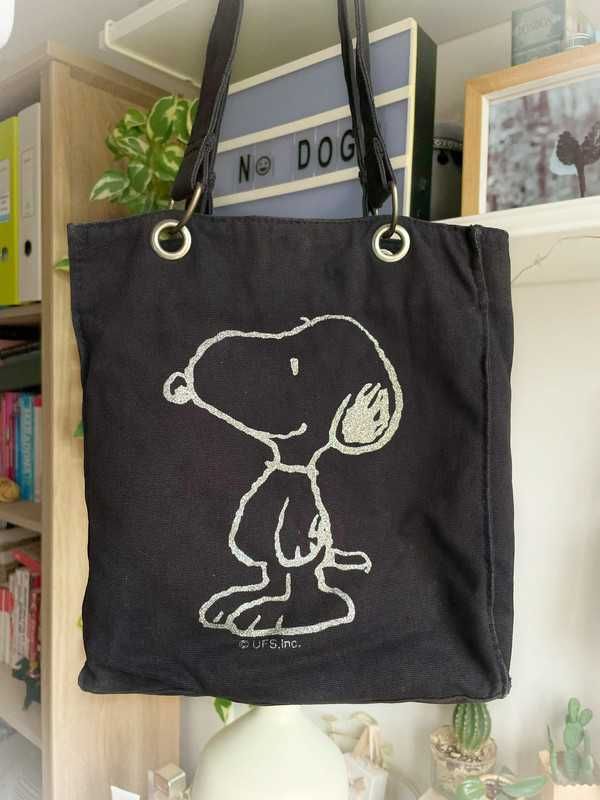 Czarna torba H&M torebka Snoopy dla dziecka dziewczynki nastolatki