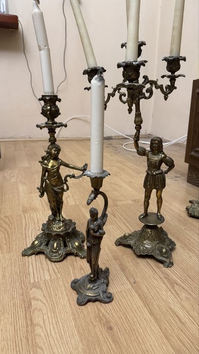 Mosiężne świeczniki zestaw 3